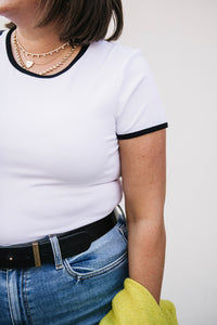 RIBBED CREW NECK TEE
