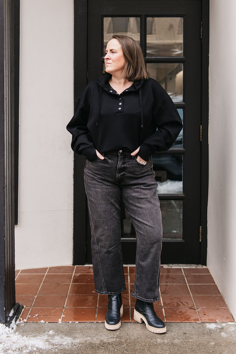 SOFT KNIT SNAP FRONT HOODIE