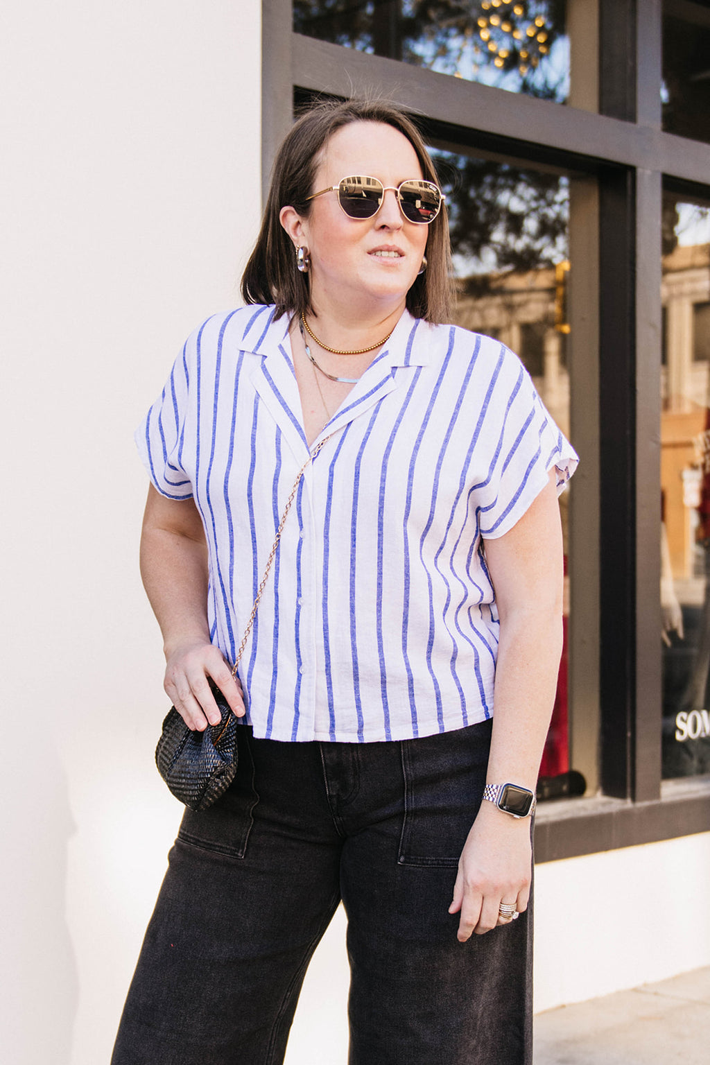 SHORT SLEEVED LINEN BUTTON UP