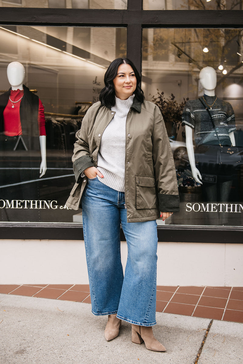CORDUROY DETAIL BARN JACKET
