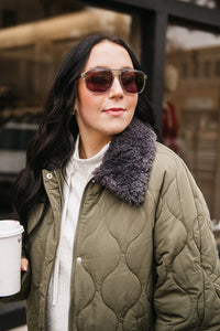 CONTRAST COLLAR PUFFER JACKET