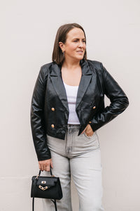 FAUX LEATHER CROPPED JACKET