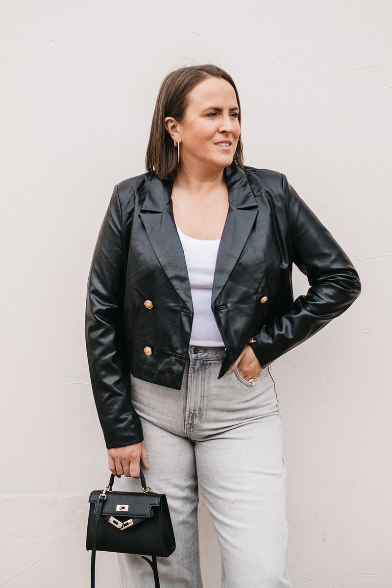 FAUX LEATHER CROPPED JACKET