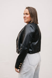 FAUX LEATHER CROPPED JACKET