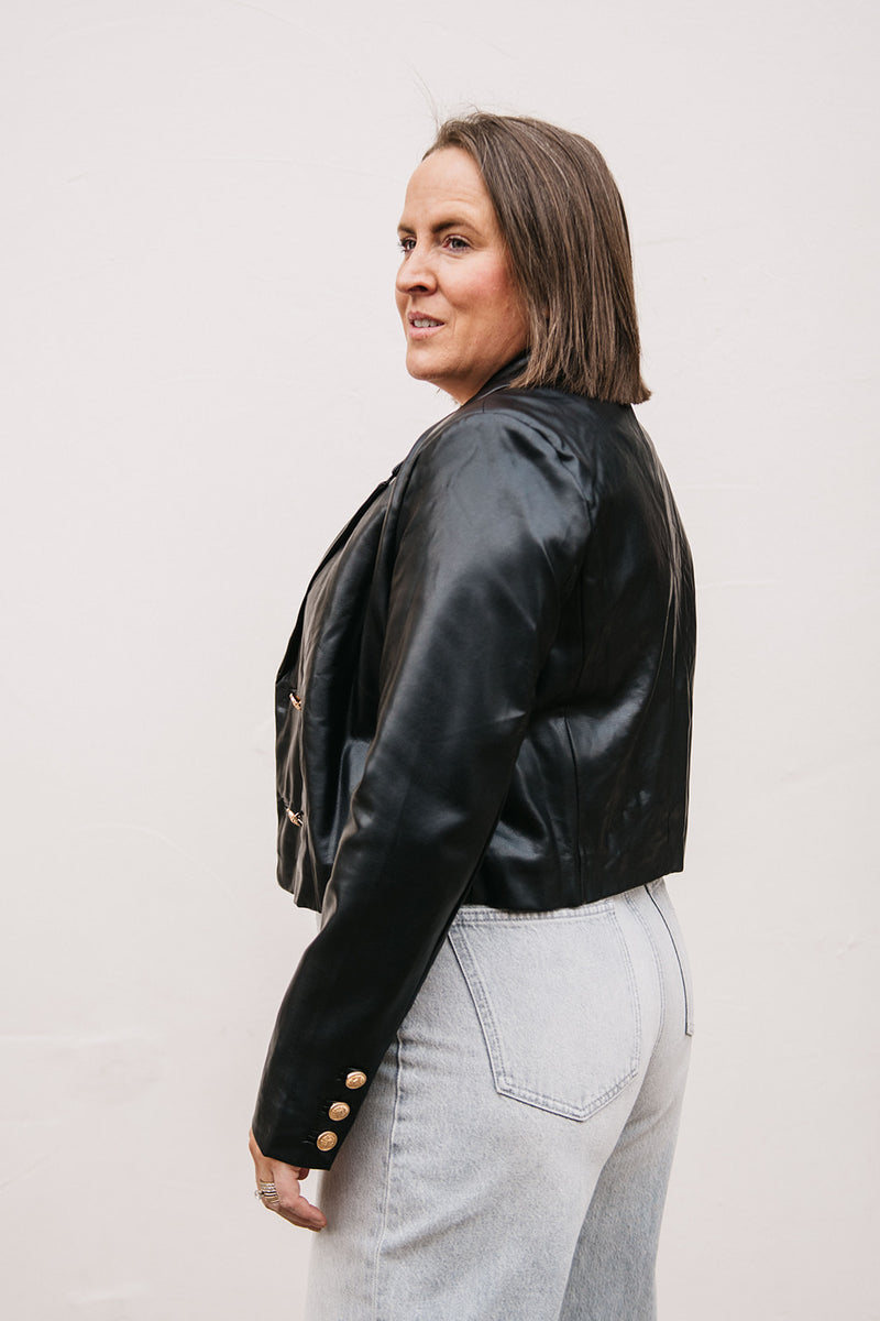 FAUX LEATHER CROPPED JACKET