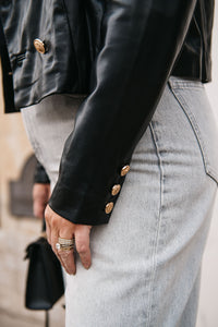 FAUX LEATHER CROPPED JACKET