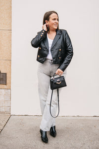 FAUX LEATHER CROPPED JACKET