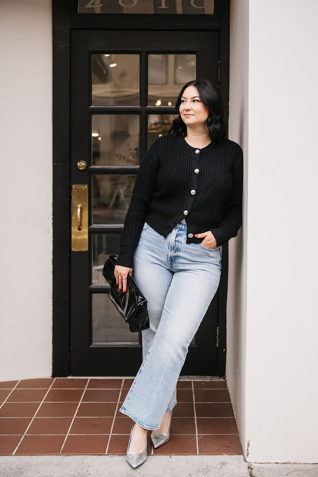 SILVER BUTTON CARDIGAN