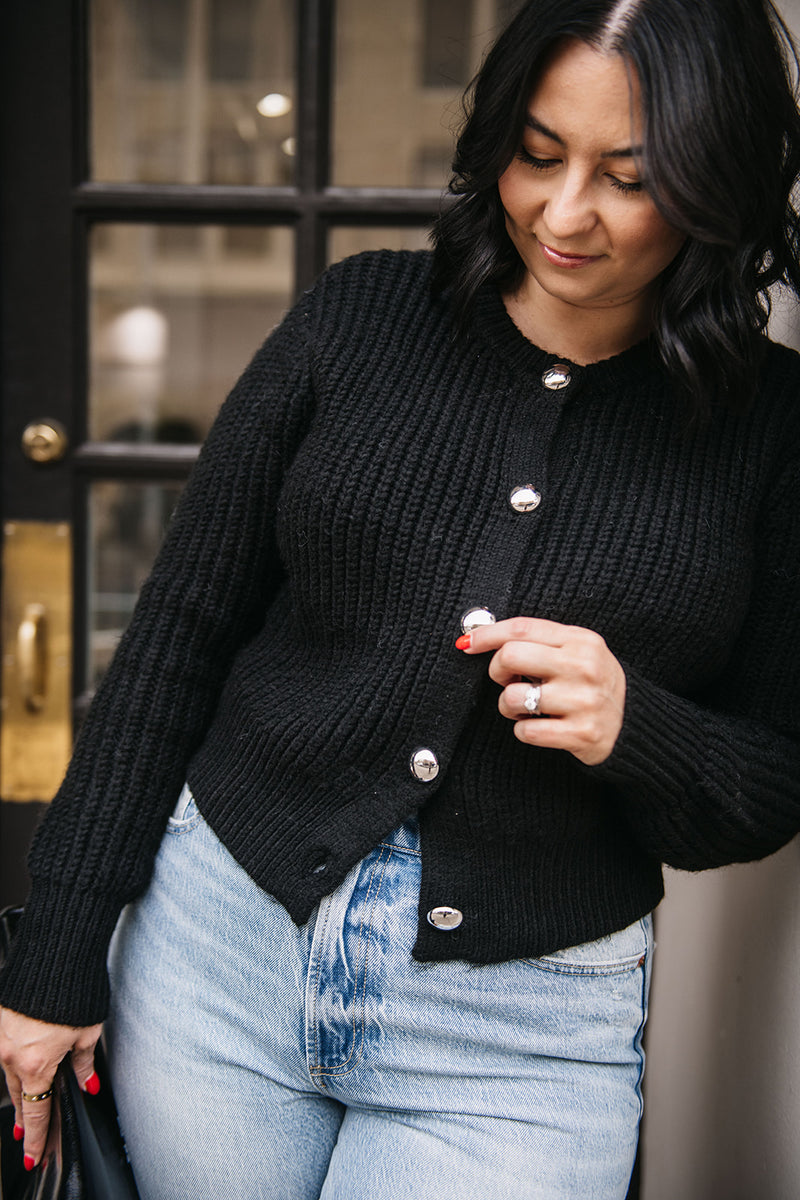 SILVER BUTTON CARDIGAN