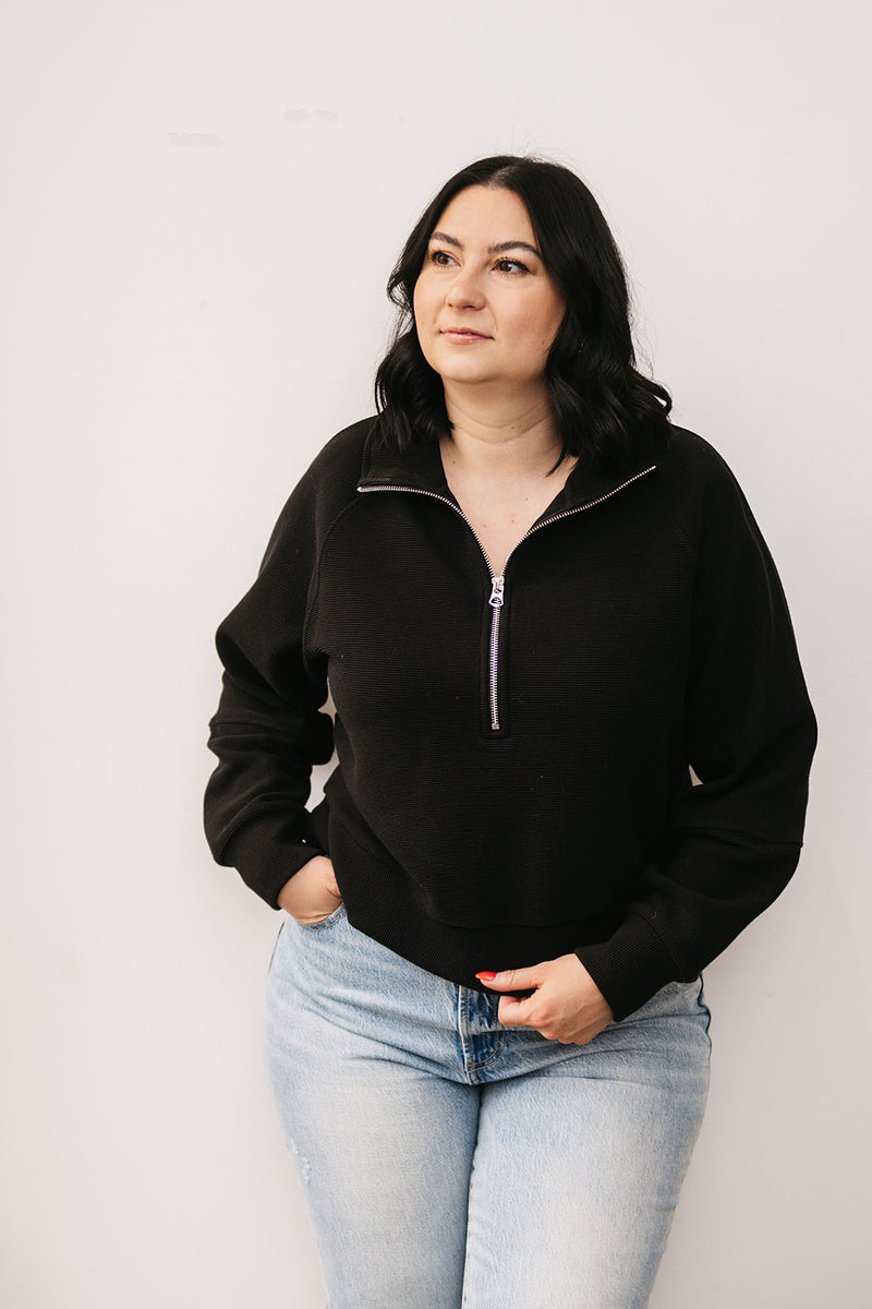 MOCK NECK HALF ZIP TOP