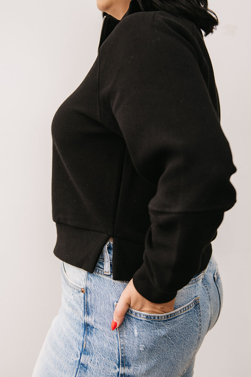 MOCK NECK HALF ZIP TOP