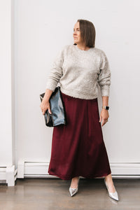 SATIN MIDI SKIRT