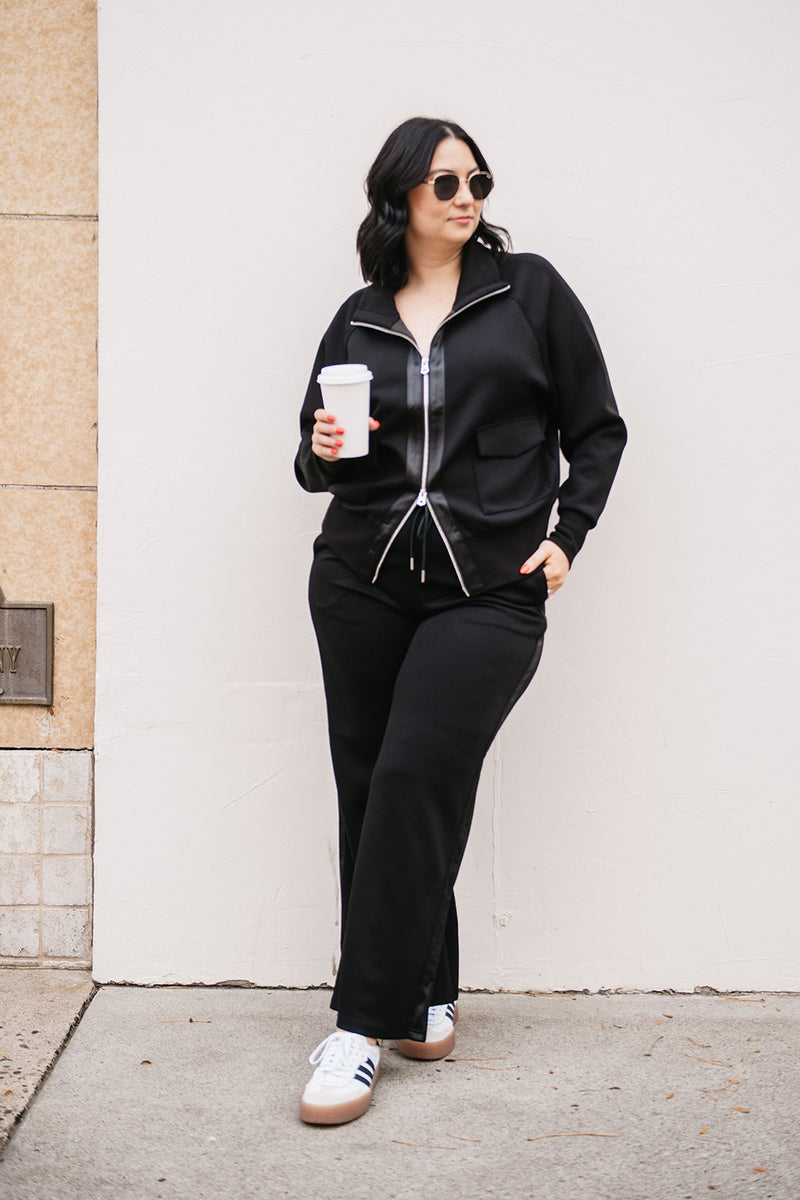 SOFT KNIT SATIN TRIM PANT