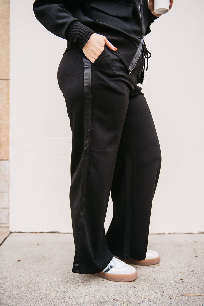 SOFT KNIT SATIN TRIM PANT