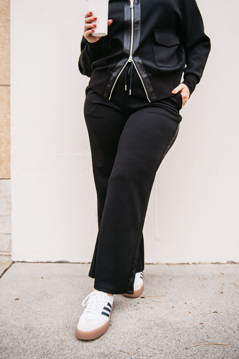 SOFT KNIT SATIN TRIM PANT