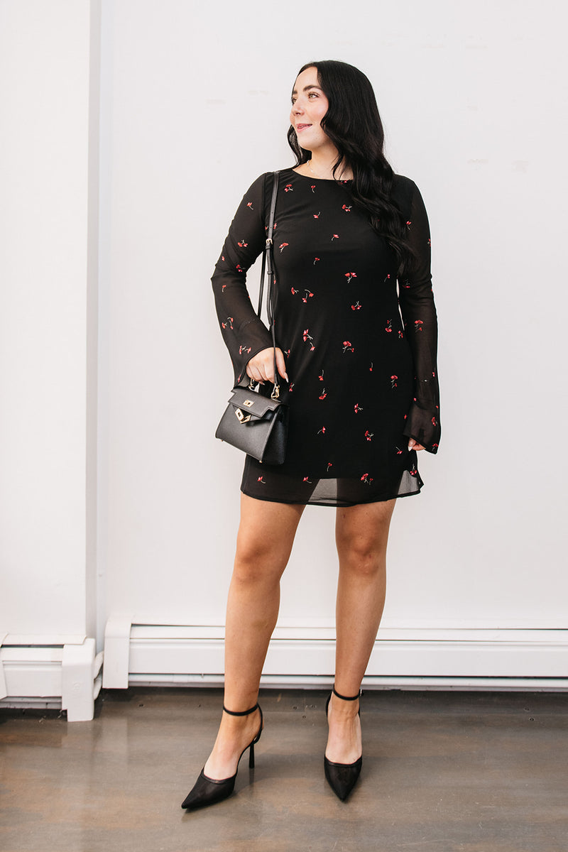 FLORAL CREPE MINI DRESS
