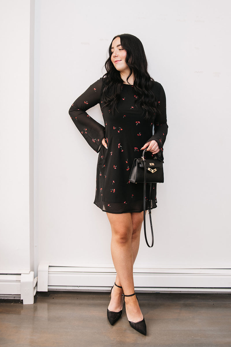 FLORAL CREPE MINI DRESS