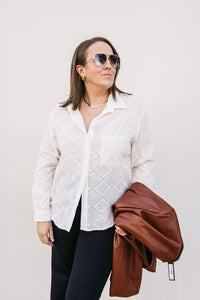 COTTON EYELET BUTTON UP