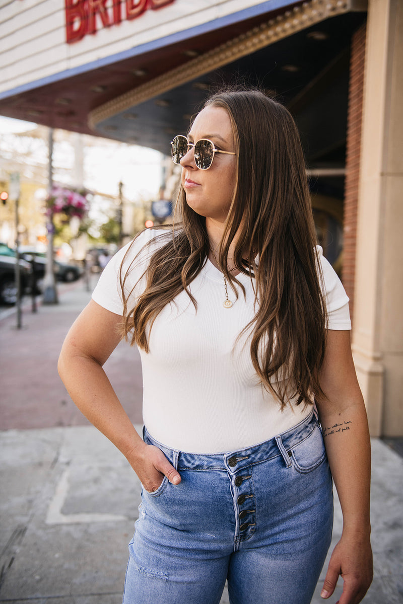 RIBBED TEE BODYSUIT