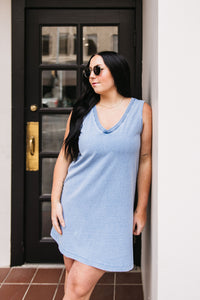 KNIT DENIM MINI DRESS