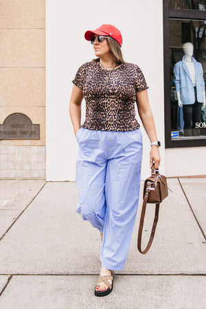 LEOPARD SMOCKED TEE