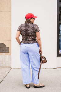 LEOPARD SMOCKED TEE