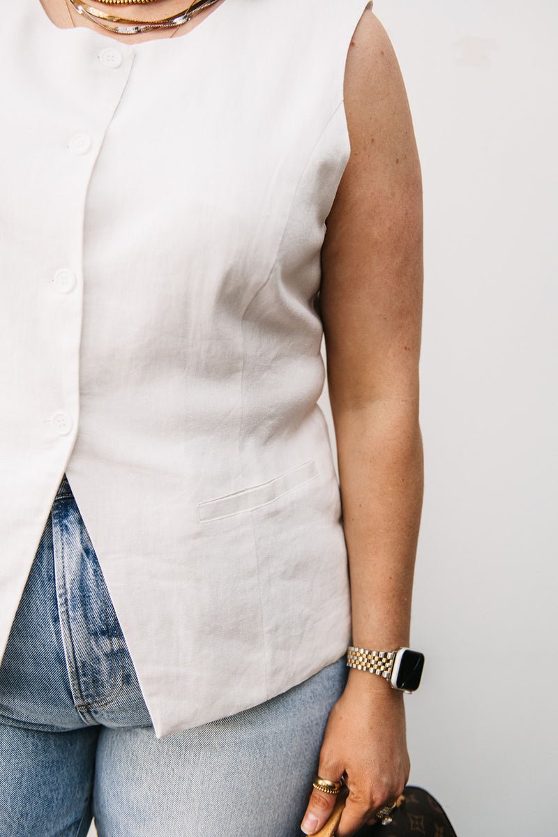 BUTTON UP VEST TOP