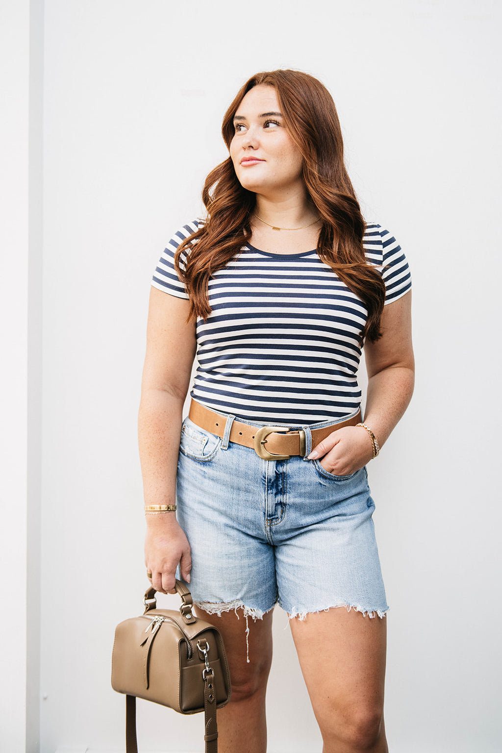 STRIPE SCOOP NECK TEE