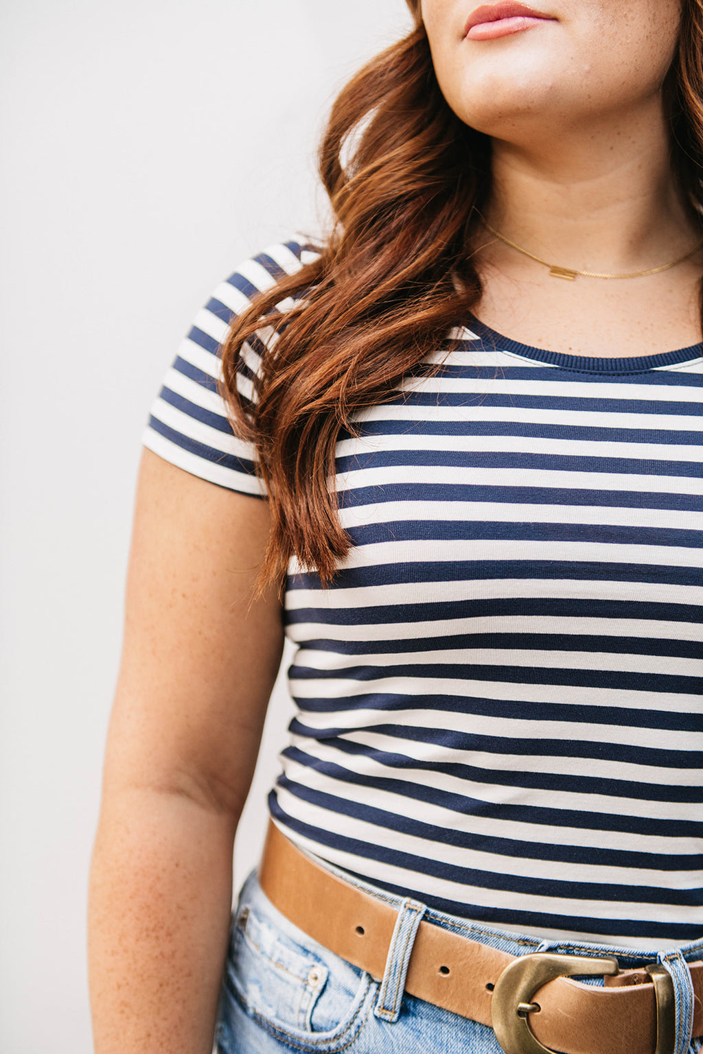 STRIPE SCOOP NECK TEE