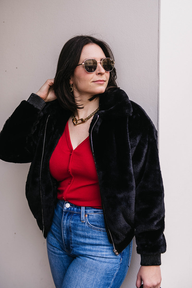 FAUX FUR BOMBER