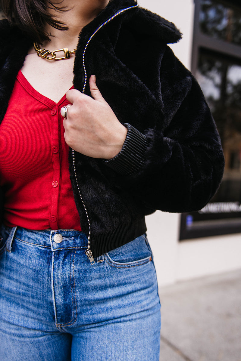 FAUX FUR BOMBER