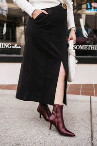 FRONT SLIT MIDI SKIRT