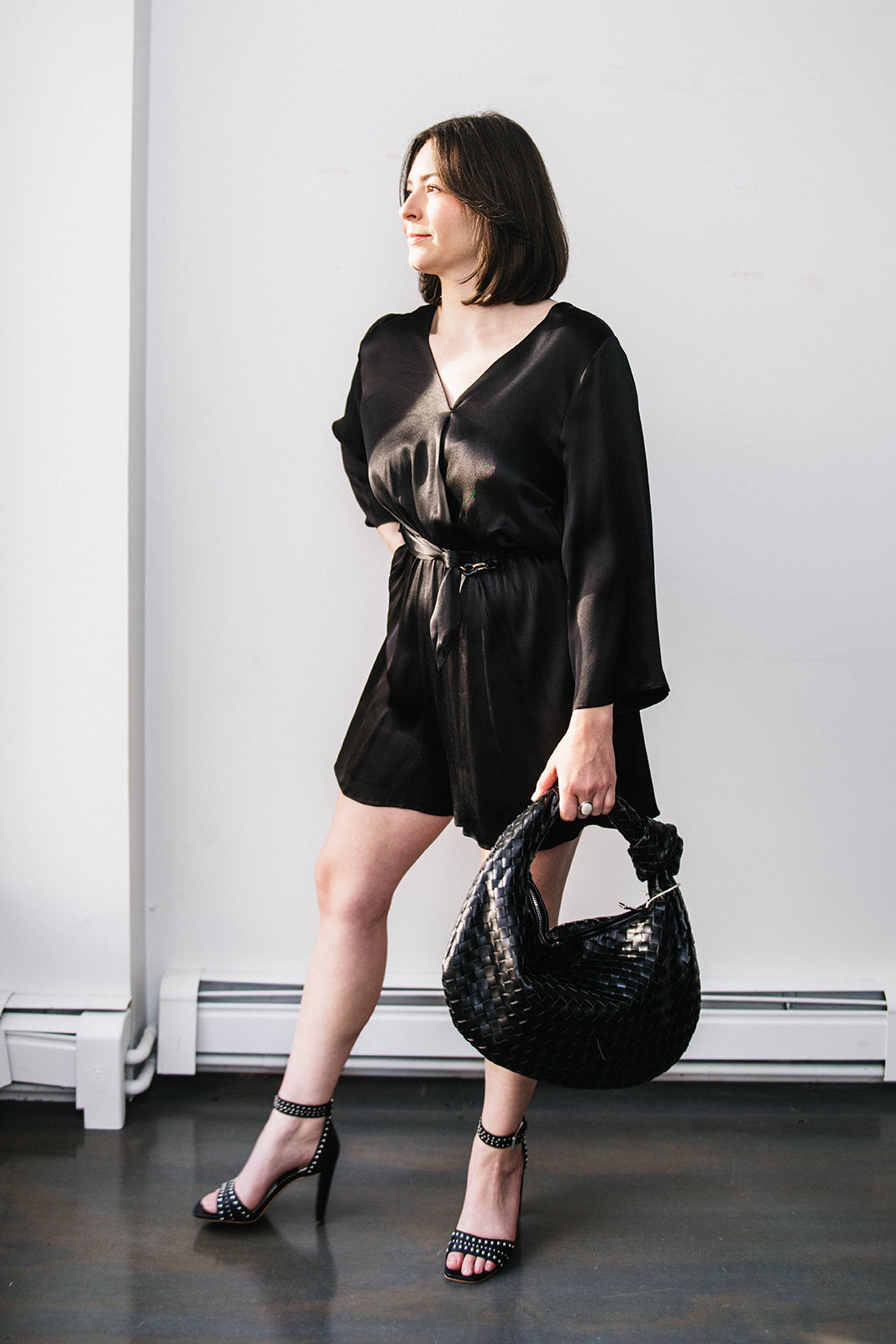 satin romper dress Vanessa Mooney Elisabeth Romper Dress