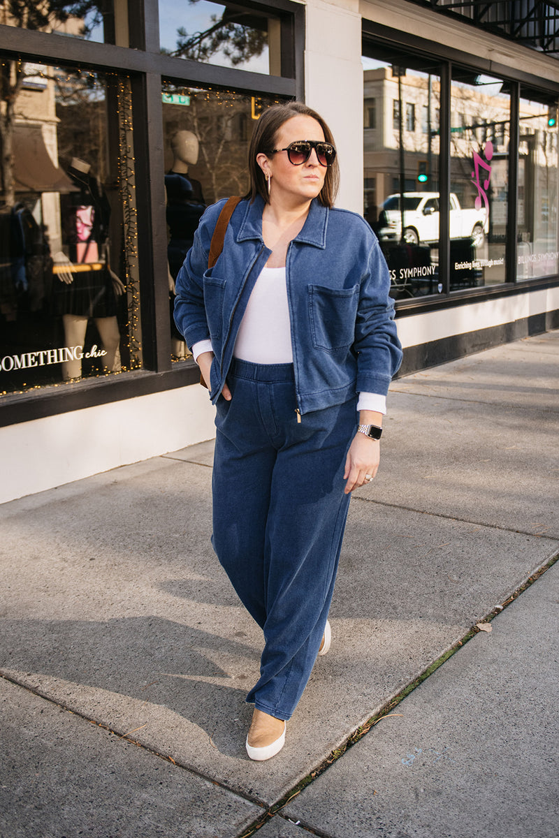 CROPPED KNIT DENIM JACKET