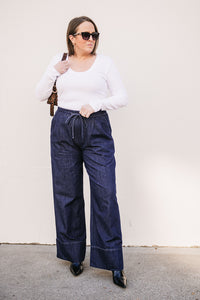 CHAMBRAY WIDE LEG PANT