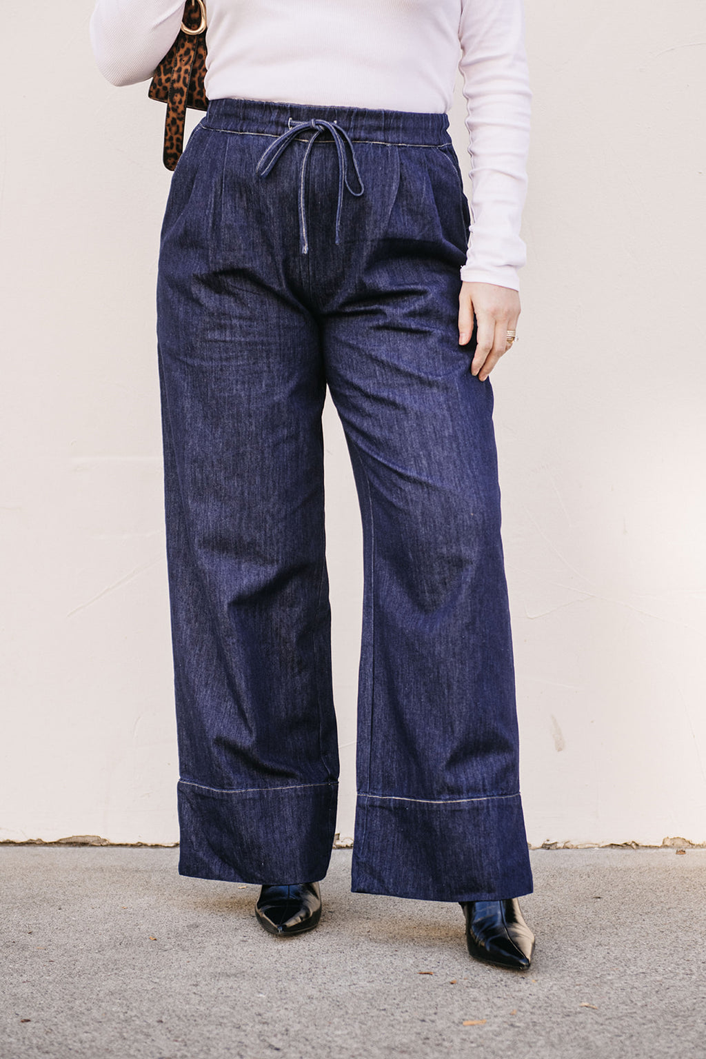 CHAMBRAY WIDE LEG PANT
