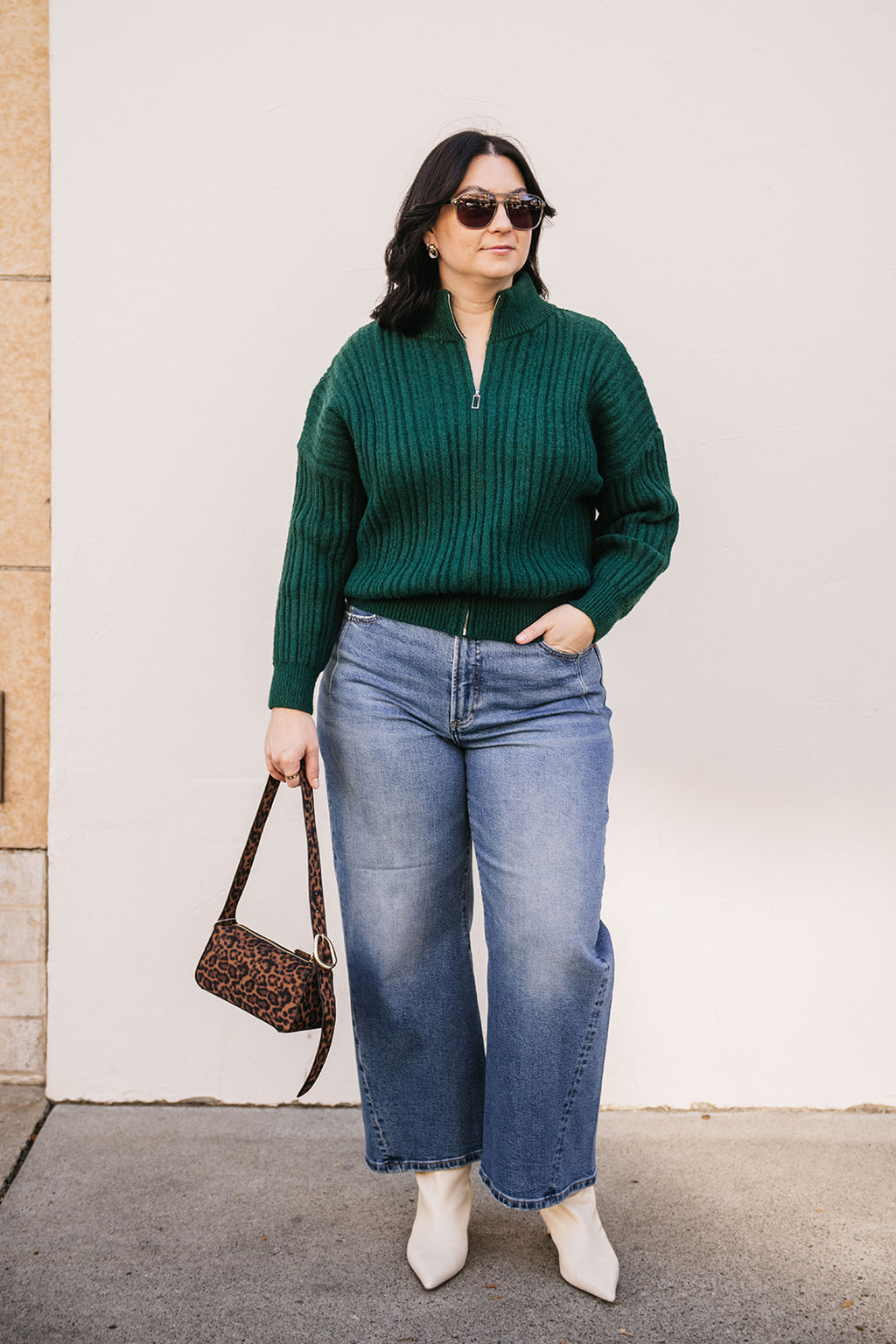 RIBBED ZIPPER CARDIGAN