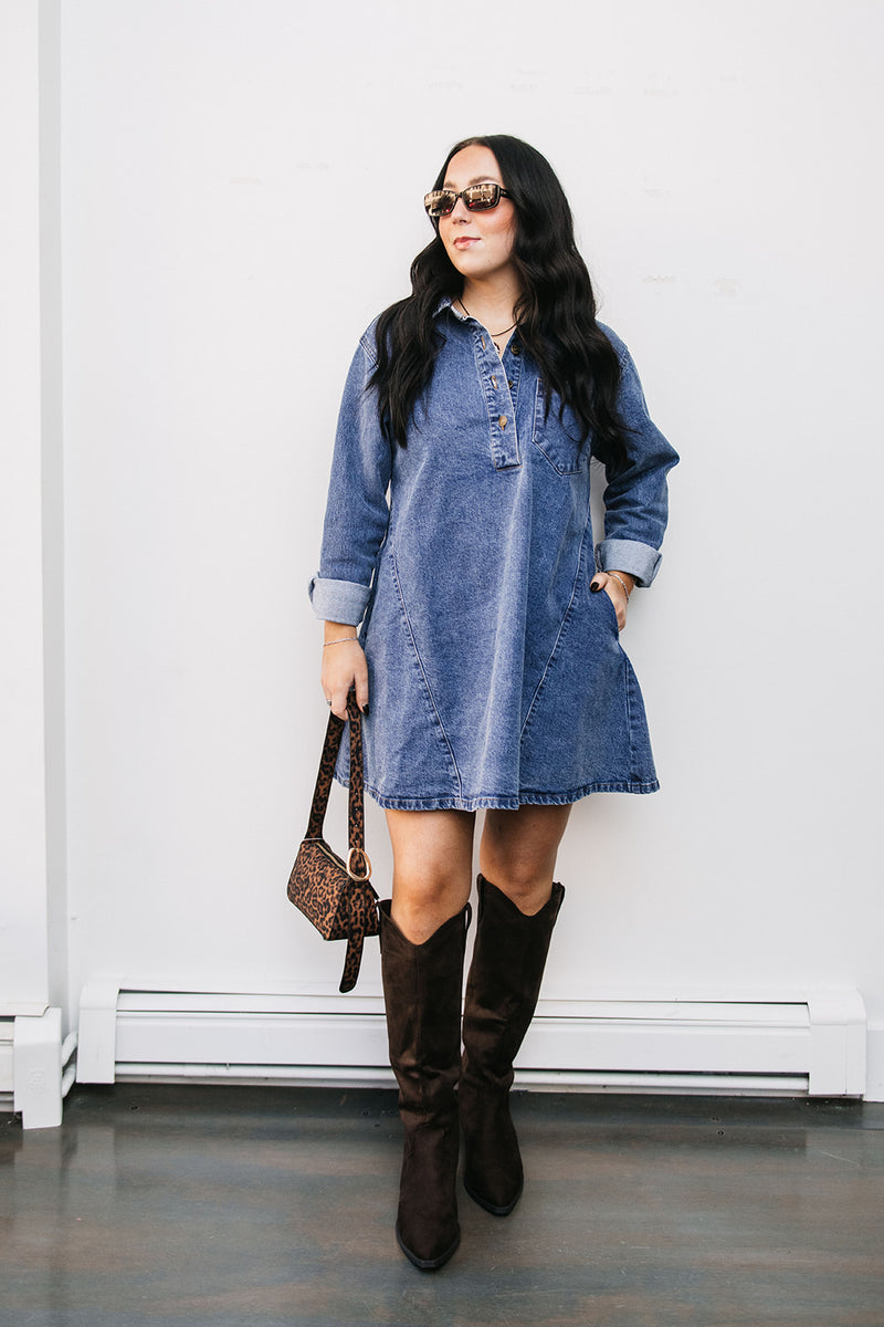 DENIM SHIRT DRESS – SOMETHINGchic Clothing