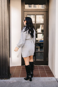 TURTLENECK TIE WAIST DRESS