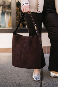 SUEDE BUCKET SHOULDER BAG