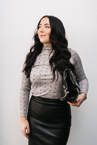 TINY BOW MOCK NECK TOP