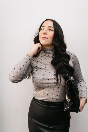 TINY BOW MOCK NECK TOP