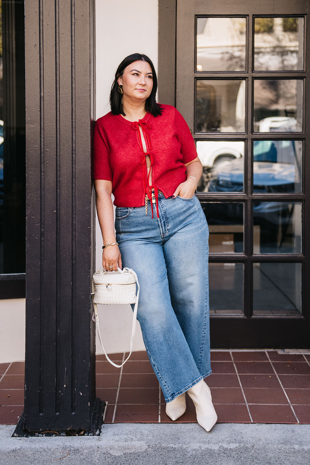 VELVET TIE FRONT TOP