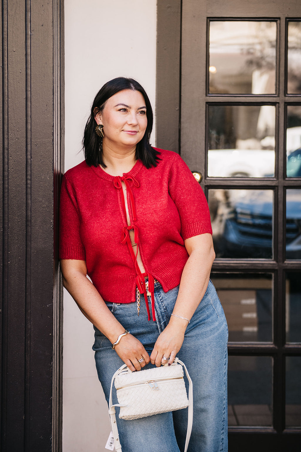 VELVET TIE FRONT TOP