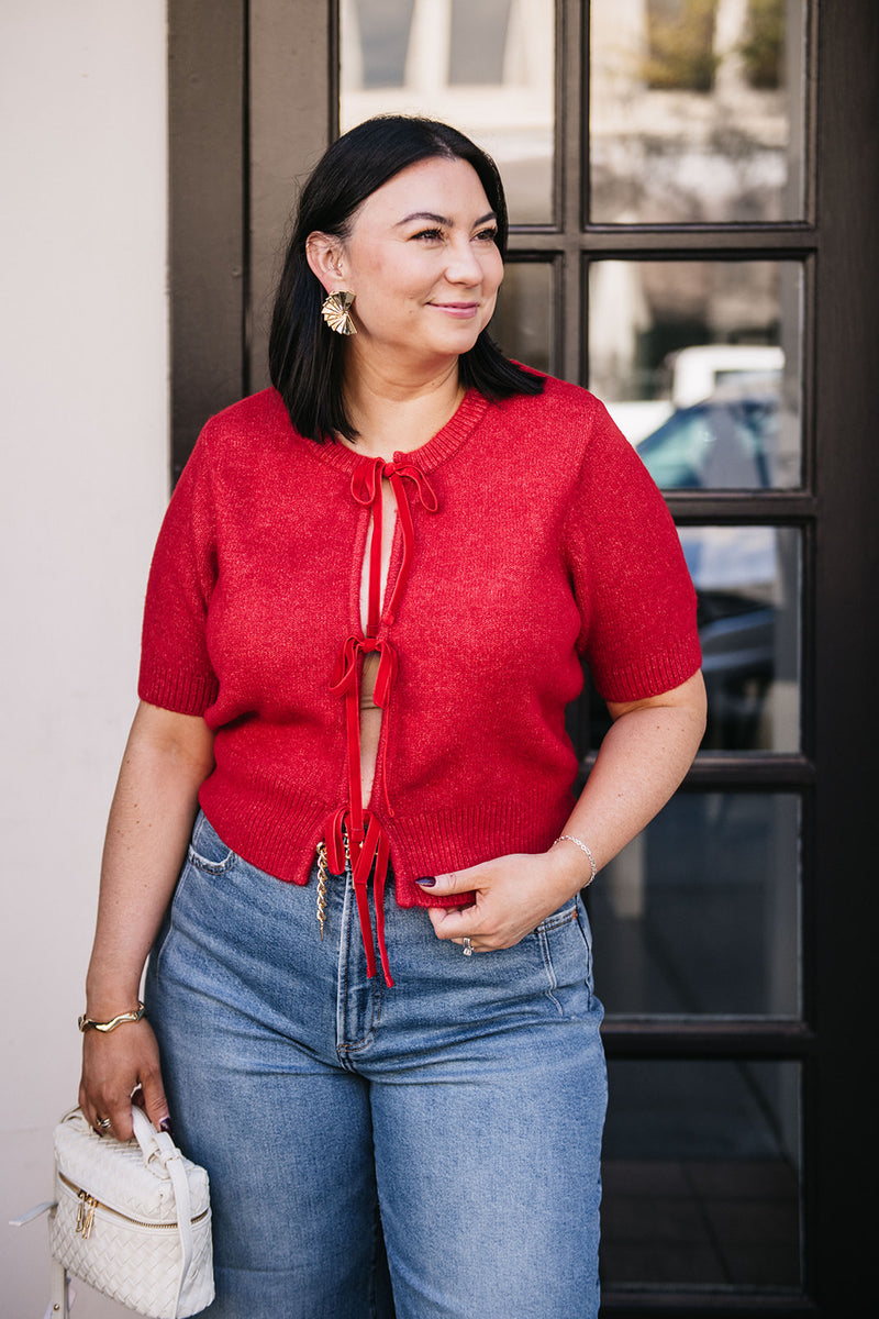 VELVET TIE FRONT TOP