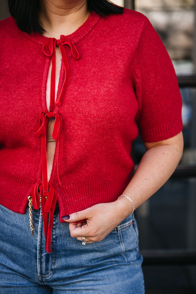 VELVET TIE FRONT TOP
