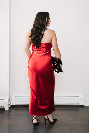 SLEEVELESS SATIN DRESS