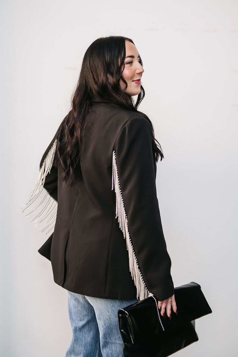 RHINESTONE FRINGE BLAZER