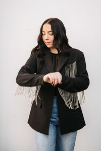 RHINESTONE FRINGE BLAZER