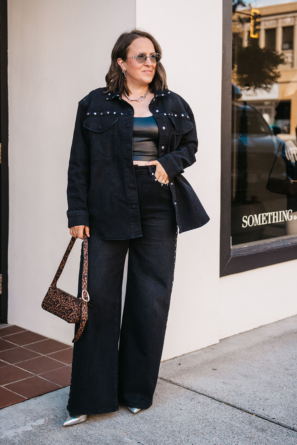 DENIM STUDDED JACKET
